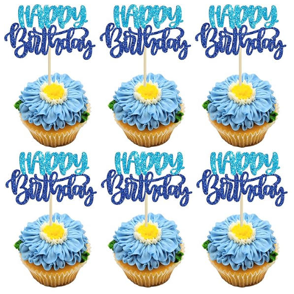 CupCake Signs - Happy Birthday - Set of 6